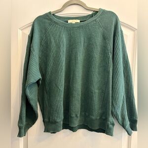 Elegant Teal Waffle Knit Top